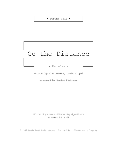 Go The Distance (arr. Denise Flatness)