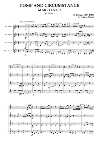 Pomp and Circumstance March No. 1 for Clarinet Quartet (arr. Diego Marani)