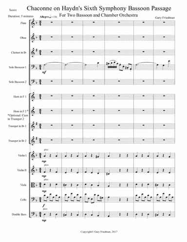 Chaconne on Haydn's Sixth Symphony Bassoon Passage, For Two Bassoons and Chamber Orchestra