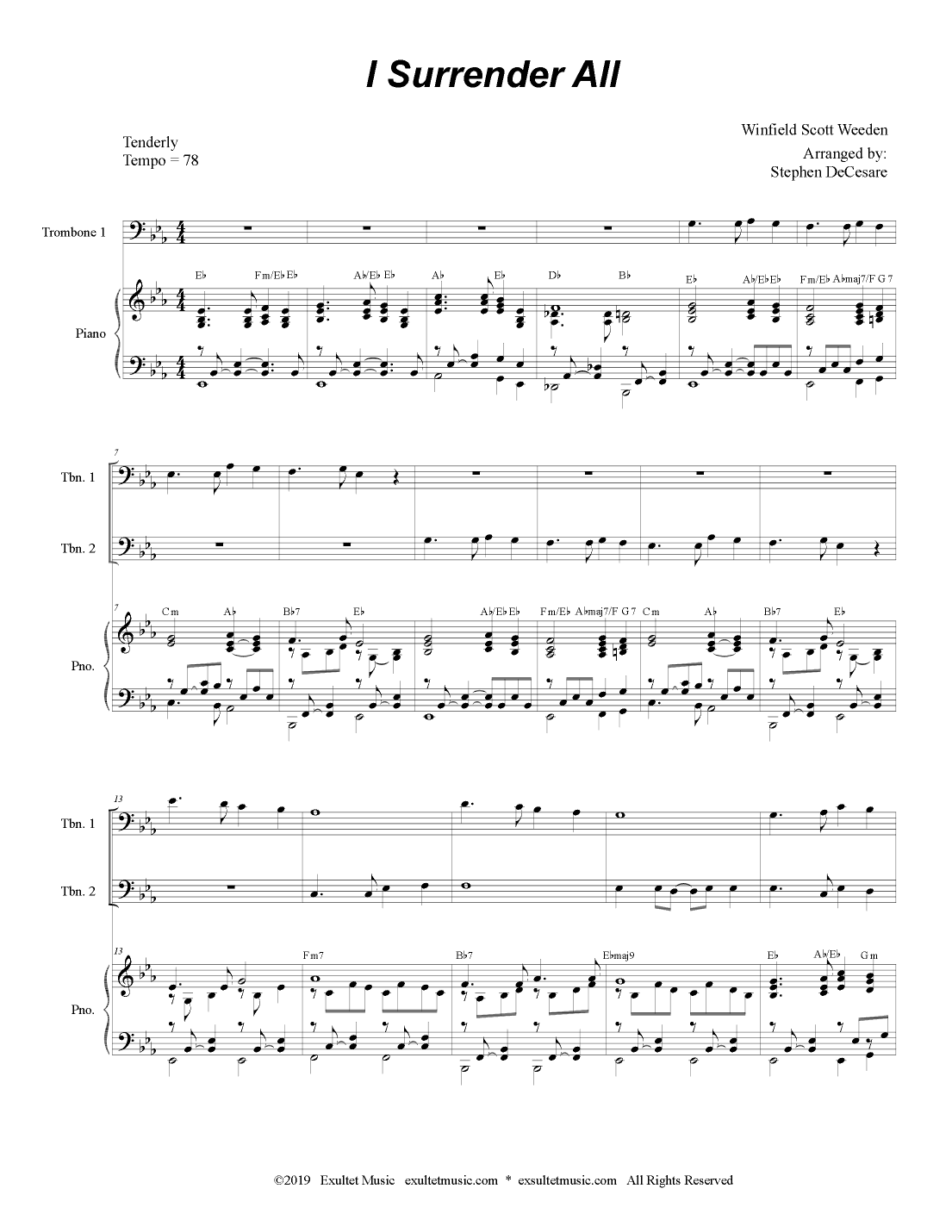 I Surrender All (Trombone Duet) (arr. Stephen DeCesare)