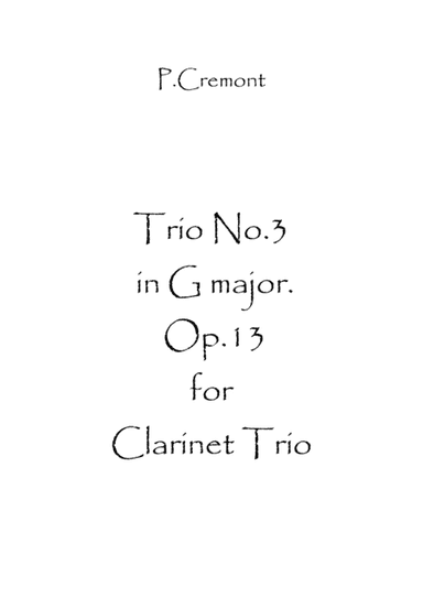 Trio in G Major. Op.13 (arr. Spence Bundy)