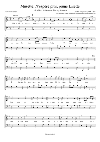 N'espère plus jeune Lisette (arr. Early Music Scores)