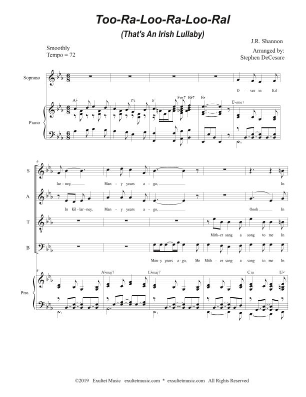 Too-Ra-Loo-Ra-Loo-Ral (That's an Irish Lullaby) (for SATB) (arr. Stephen DeCesare)