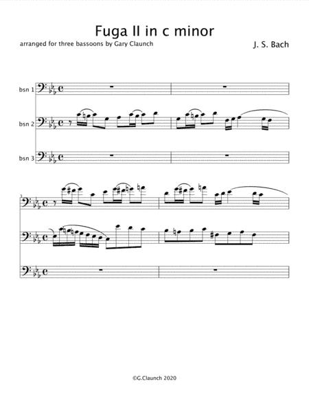 Fugue II in c minor by J.S. Bach arranged for three bassoons (arr. Gary Claunch)