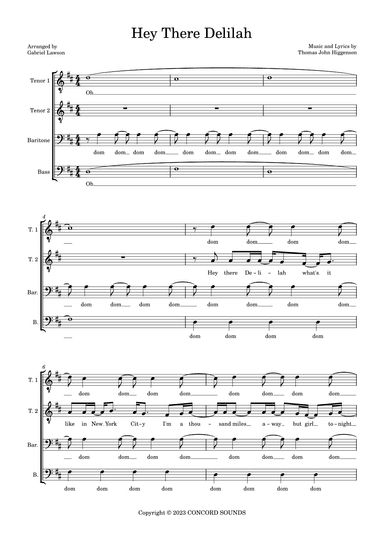 Hey There Delilah (arr. Gabriel Lawson)