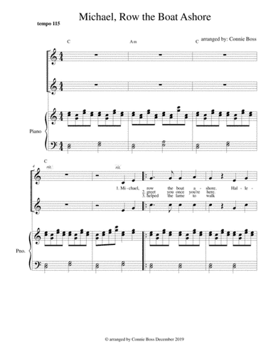 Michael, Row the Boat Ashore - vocal duet and piano (arr. Connie Boss)