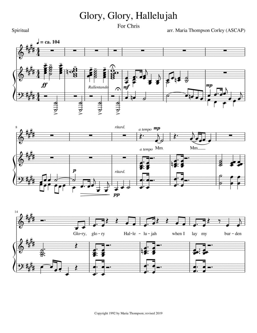 Glory, Glory, Hallelujah (arr. Maria Thompson Corley)