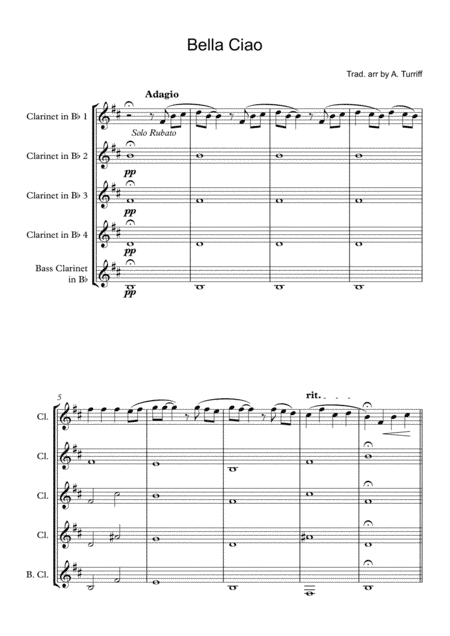 Bella Ciao - Clarinet Ensemble (arr. Alison Turriff)