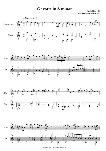 Gavotte in A minor for cor anglais and guitar (arr. David Warin Solomons)
