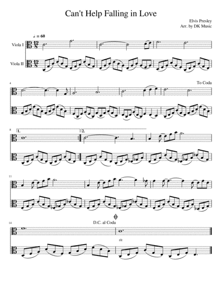 Can't Help Falling In Love (arr. DK Music)