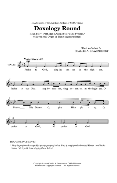 Doxology Round – 4-Part Men’s, Women’s or Mixed Voices