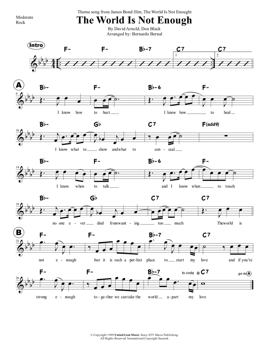 The World Is Not Enough (arr. Bernardo Bernal)