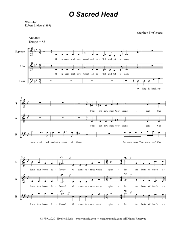 O Sacred Head (Vocal Trio - (SAB)
