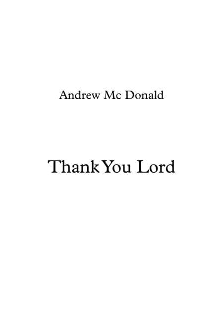 Thank You Lord