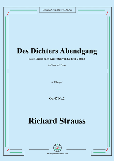 Richard Strauss-Des Dichters Abendgang,in C Major (arr. OSM Press)
