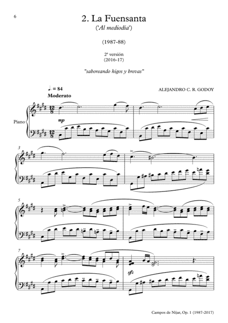 Campos de Níjar, Op.1 - II. La Fuensanta ('Al mediodía') (2017)