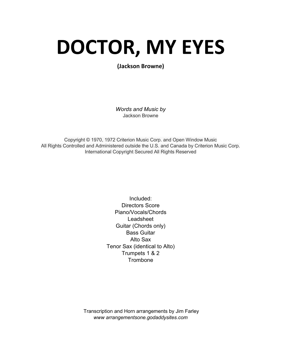 Doctor, My Eyes (arr. Jim Farley)