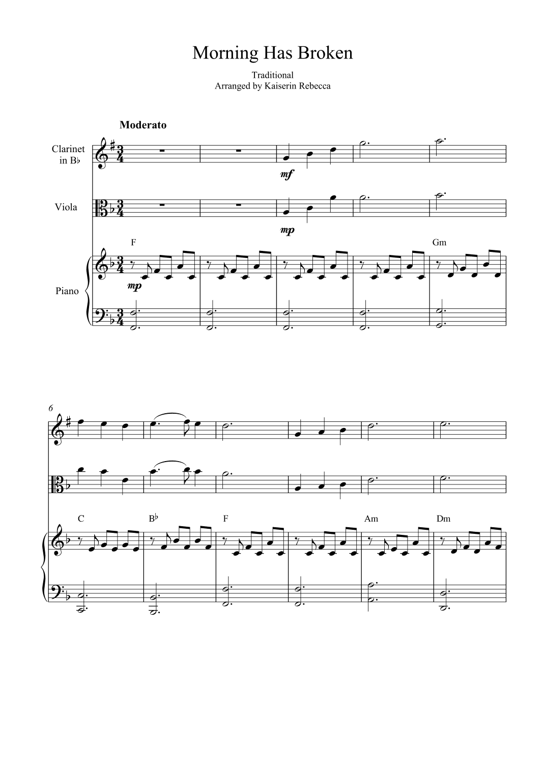 Morning has Broken (arr. Kaiserin Rebecca)