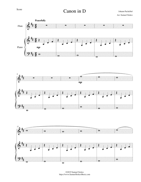 Pachelbel's Canon in D - for flute and piano (arr. Samuel Stokes)