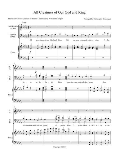 All Creatures of Our God and King - for choir and piano (arr. Christopher Schwinger)
