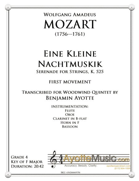 Eine Kleine Nachtmusik, first movement, for Woodwind Quintet (arr. Benjamin Ayotte)