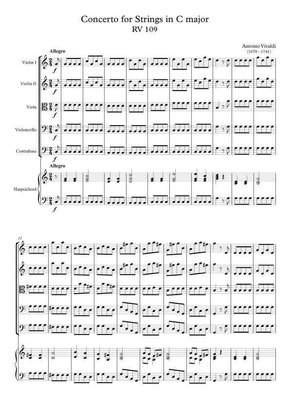 Concerto for Strings in C major RV 109