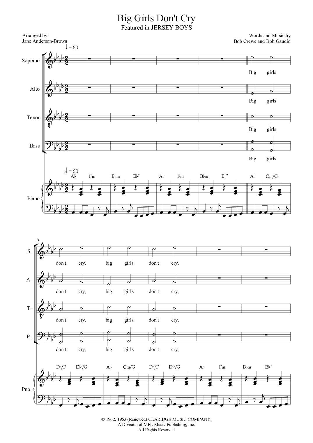 Big Girls Don't Cry (arr. Jane Anderson-Brown)