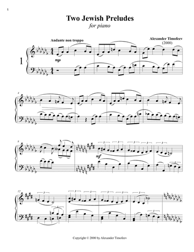 Two Jewish Preludes for Piano