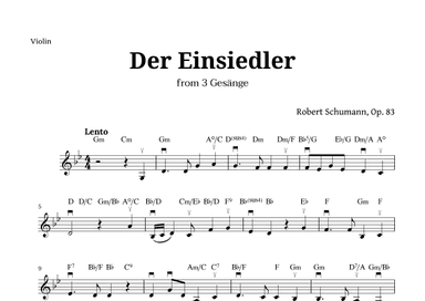 Der Einsiedler by Schumann for Violin and Chords (arr. Langanho)