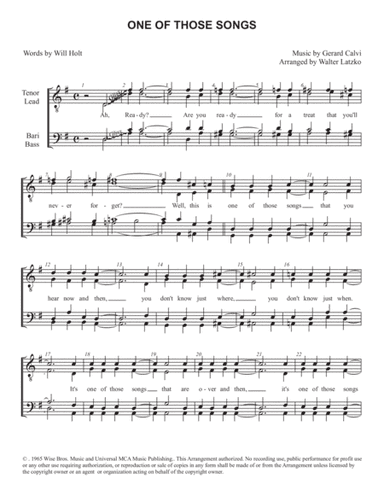 One Of Those Songs (arr. Walter Latzko)