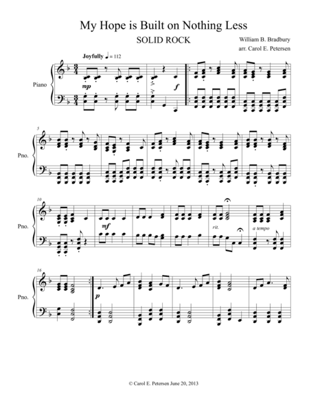 My Hope is Built on Nothing Less (Solid Rock) (arr. Carol E.. Petersen)