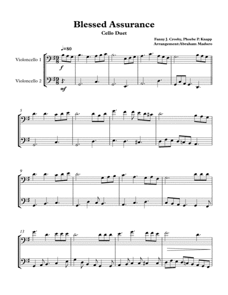 Blessed Assurance Cello Duet (arr. Abraham Maduro)