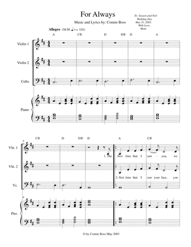 For Always - Wedding - strings, duet and piano