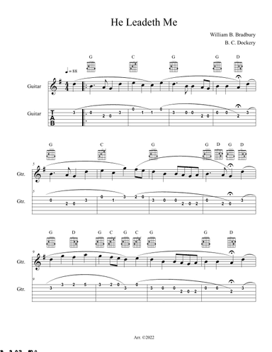 He Leadeth Me (Guitar Solo with TAB) (arr. B. C. Dockery)