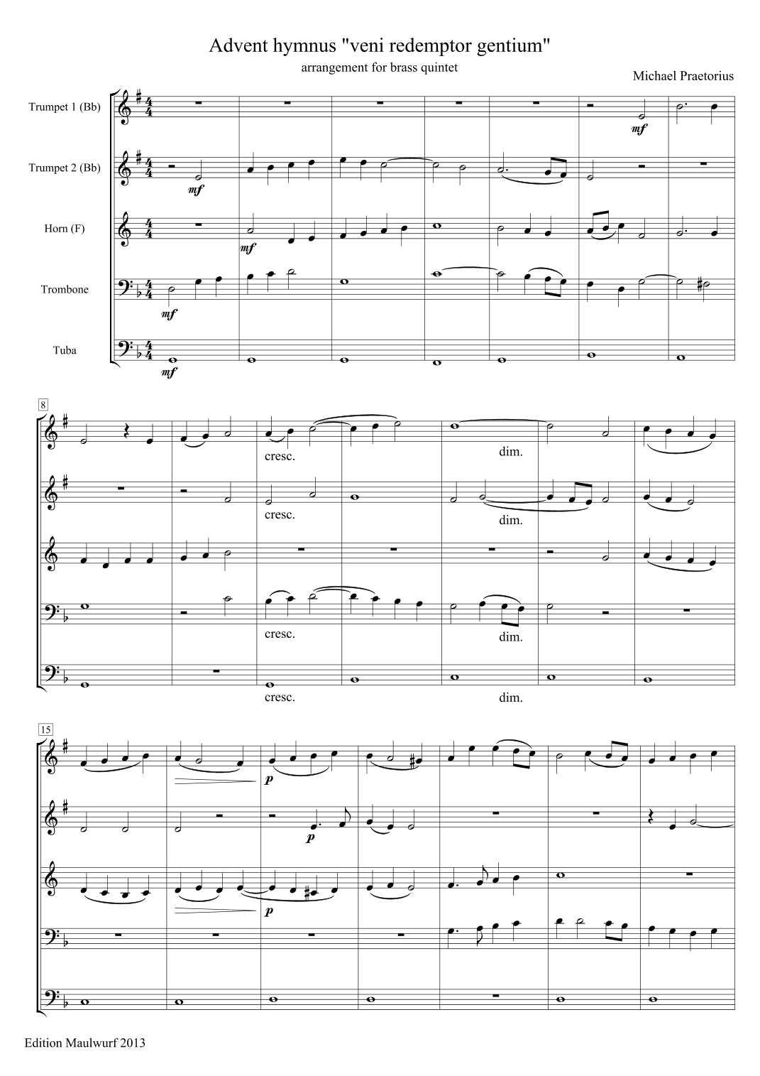 Advent Hymn (arr. Edition Maulwurf)