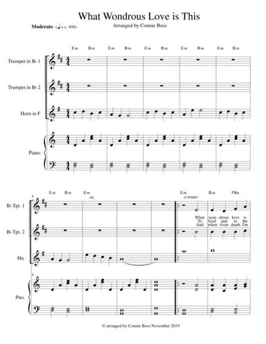 What Wondrous Love is This - brass and piano (arr. Connie Boss)