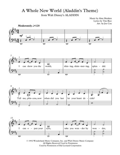 A Whole New World (from 'Aladdin') (arr. Joe Cox)