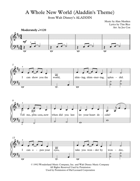 A Whole New World (from 'Aladdin') (arr. Joe Cox)