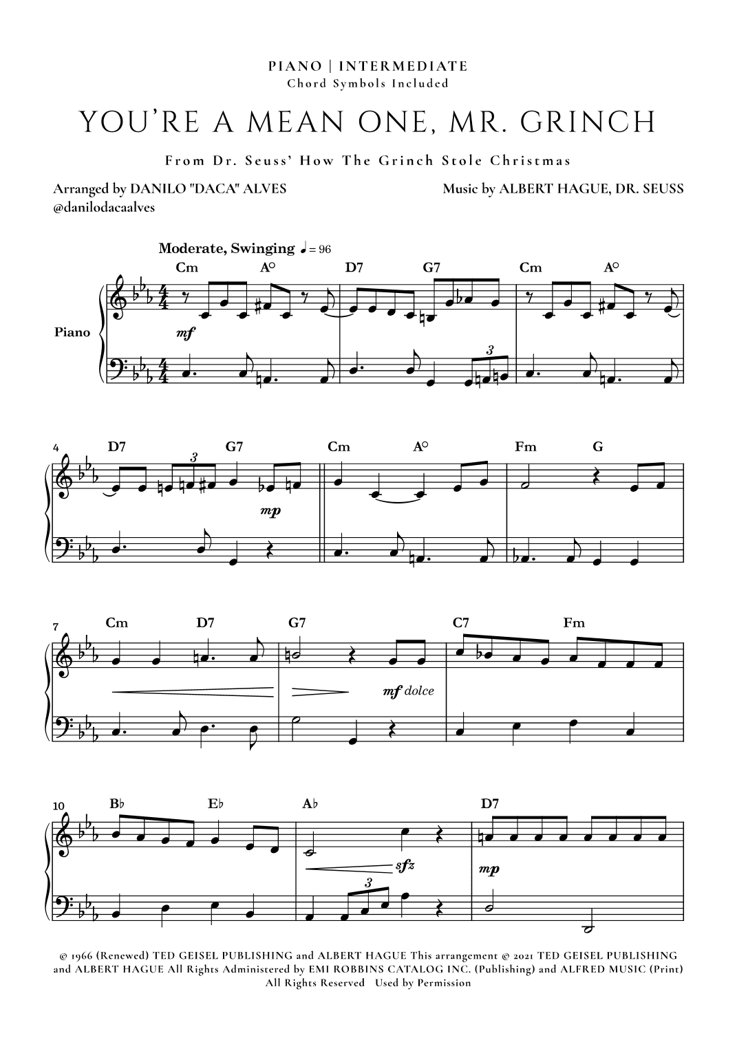 You're A Mean One, Mr. Grinch (arr. Danilo "Daca" Alves)