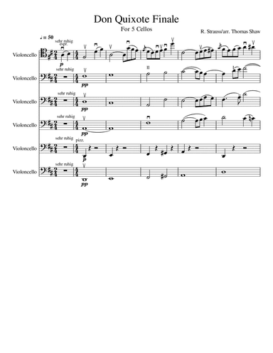 Strauss Don Quixote Finale for 6 Cellos, or Solo Cello and Cello Orchestra (arr. Thomas Shaw)