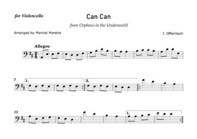 Can Can - J. Offenbach - Violoncello solo (arr. Marival Moreira)