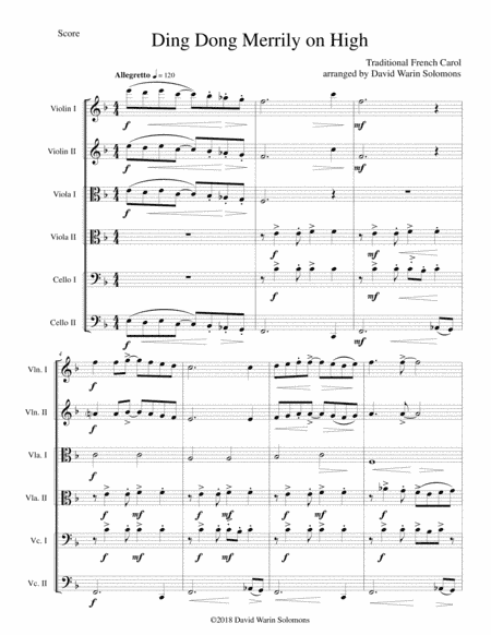 Ding Dong Merrily on high - jazzed up version for string sextet (arr. David Warin Solomons)
