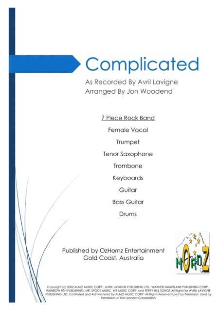 Complicated (arr. Jon Woodend)