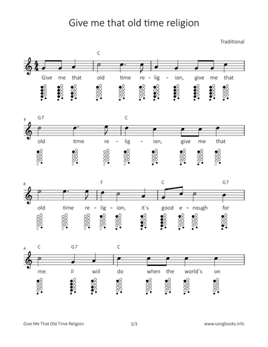 Give me that old time religion (arr. songbooks.info)