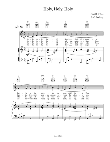 Holy, Holy, Holy (Piano/Vocal/Guitar) (arr. B. C. Dockery)