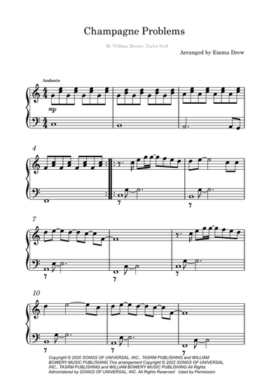Champagne Problems (arr. Emma Drew)