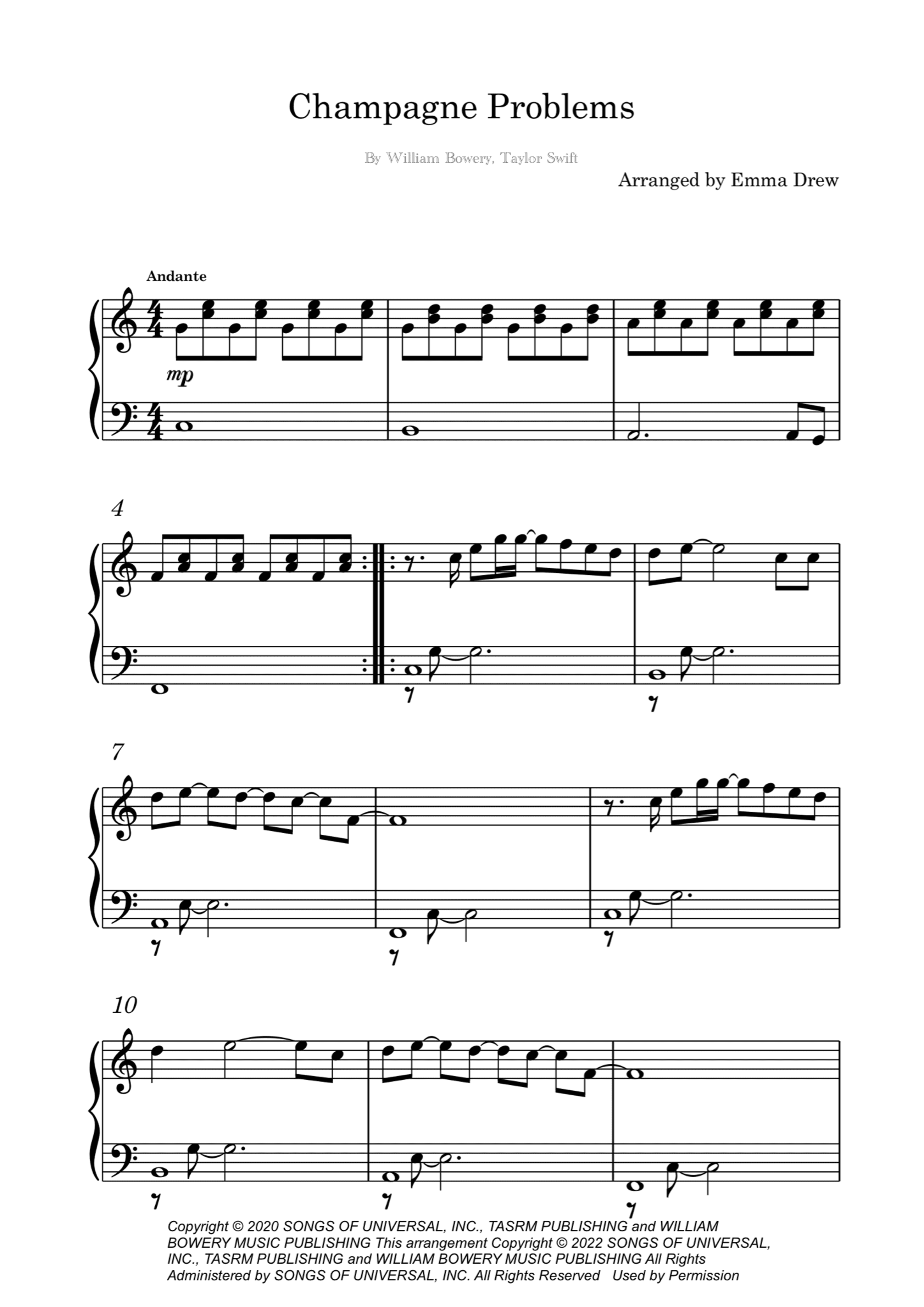 Champagne Problems (arr. Emma Drew)