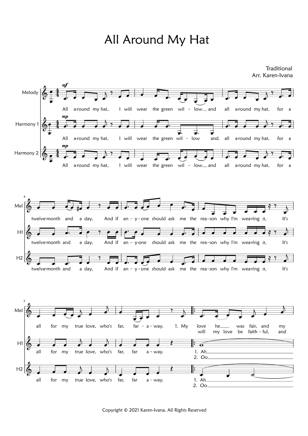 All Around my Hat (arr. Karen Ivana)