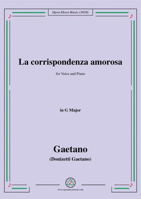 Donizetti-La corrispondenza amorosa,in G Major,for Voice and Piano (arr. MSM)