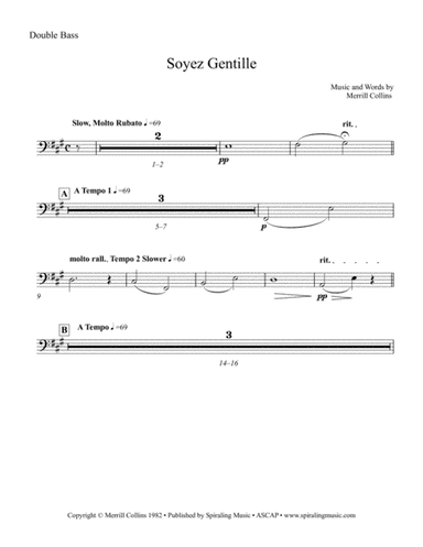 Soyez Gentille in A for Double Bass